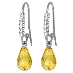 Genuine 4.68 ctw Citrine & Diamond Earrings Jewelry 14KT White Gold - REF-40M7T