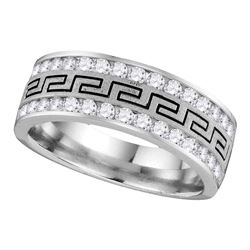 0.50 CTW Mens Diamond Grecco Wedding Anniversary Ring 14k White Gold - REF-67Y4X