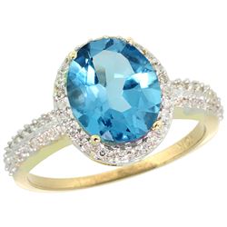 Natural 2.56 ctw Swiss-blue-topaz & Diamond Engagement Ring 10K Yellow Gold - REF-32R7Z