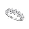 Image 1 : 0.99 CTW Diamond Diagonal Square Single Row Ring 14KT White Gold - REF-104H9M