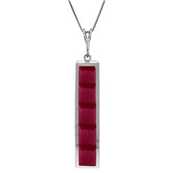 Genuine 2.5 ctw Ruby Necklace Jewelry 14KT White Gold - REF-43R6P
