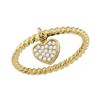 Image 1 : 0.11 CTW Diamond Heart Dangle Rope Stackable Ring 10KT Yellow Gold - REF-18W2K
