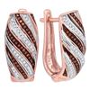 Image 1 : 0.34 CTW Red Color Diamond Diagonal Hoop Earrings 10KT Rose Gold - REF-52M4H