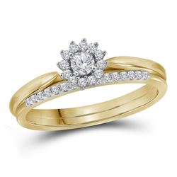 0.24 CTW Diamond Halo Bridal Engagement Ring 10KT Yellow Gold - REF-30N2F