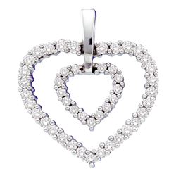 0.50 CTW Diamond Double Heart Pendant 14KT White Gold - REF-49Y5X