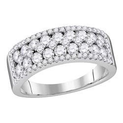 1.49 CTW Pave-set Diamond Double Two Row Ring 10KT White Gold - REF-94Y4X