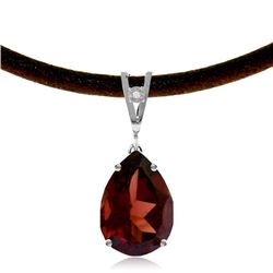 Genuine 6.01 ctw Garnet & Diamond Necklace Jewelry 14KT White Gold - REF-49P2H