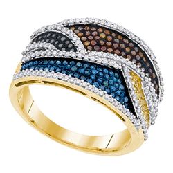 0.77 CTW Multicolor Diamond Fashion Ring 10KT Yellow Gold - REF-75X2Y