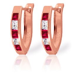 Genuine 1.26 ctw Ruby & White Topaz Earrings Jewelry 14KT Rose Gold - REF-26R2P