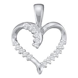 0.10 CTW Diamond Simple Heart Outline Pendant 10KT White Gold - REF-8K9W