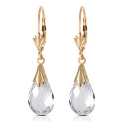 Genuine 6 ctw White Topaz Earrings Jewelry 14KT Yellow Gold - REF-27X8M