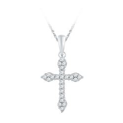 0.25 CTW Diamond Cross Crucifix Faith Pendant 10KT White Gold - REF-22F4N