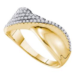 0.38 CTW Diamond Fold Ring 14KT Yellow Gold - REF-59F9N