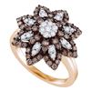 Image 1 : 1.05 CTW Cognac-brown Color Diamond Flower Cluster Ring 10KT Rose Gold - REF-75N2F
