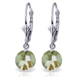 Genuine 3.1 ctw Green Amethyst Earrings Jewelry 14KT White Gold - REF-34H3X