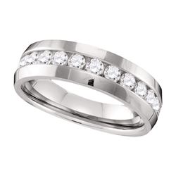 1 CTW Mens Diamond Wedding Anniversary Ring 10KT White Gold - REF-132K2W