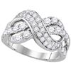 Image 1 : 1.51 CTW Pave-set Diamond Infinity Crossover Ring 14KT White Gold - REF-132W2K