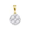 Image 1 : 1.01 CTW Pave-set Diamond Circle Cluster Pendant 14KT Yellow Gold - REF-119Y9X