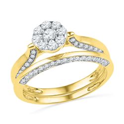 0.63 CTW Diamond Cluster Bridal Engagement Ring 10KT Yellow Gold - REF-48F7N