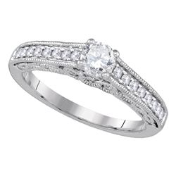 0.63 CTW Diamond Solitaire Bridal Engagement Ring 14KT White Gold - REF-134M9H
