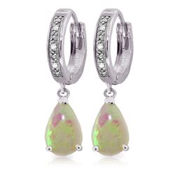 Genuine 1.58 ctw Opal & Diamond Earrings Jewelry 14KT White Gold - REF-60A3K