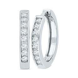 0.50 CTW Diamond Hoop Earrings 10KT White Gold - REF-49W5K