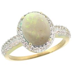 Natural 2.56 ctw Opal & Diamond Engagement Ring 14K Yellow Gold - REF-41Z7Y