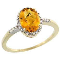 Natural 1.2 ctw Whisky-quartz & Diamond Engagement Ring 10K Yellow Gold - REF-16M7H