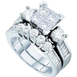 1.5 CTW Princess Diamond Bridal Engagement Ring 14KT White Gold - REF-172H4M