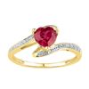Image 1 : 1.01 CTW Heart Created Ruby Solitaire Diamond Ring 10KT Yellow Gold - REF-14K9W