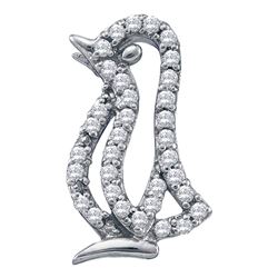 0.16 CTW Diamond Penguin Bird Animal Pendant 10KT White Gold - REF-13M4H