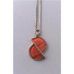 WÜRTTEMBERGISCHE METALLWARENFABRIK, Geislingen - Anhänger, - Metall, rotes Glas mit Einschmelzu...