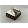 Image 1 : HELMUT PREY, Bad Liebenzell - Dose, - Silber, Holz. Rechteckige Form mitgeritztem Muster im sch...