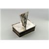 Image 1 : HELMUT PREY, Bad Liebenzell - Dose, - Silber, Holz. Quadratische Form mit gehämmertem Muster im...