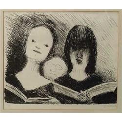 GERHARD MARCKS (1889-1981) - Lesende, - Lithografie, Probedruck. Expressiv zeichnerische Darste...