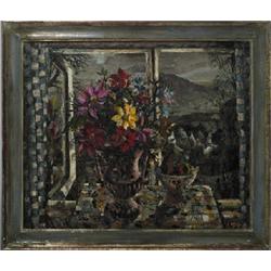 ROWLAND SUDDABY (1912-1973) - Stillleben, - Öl auf Leinwand. Stillleben mit Blumen und Früchten...