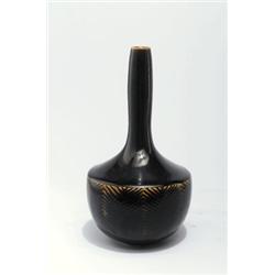 ROYAL COPENHAGEN, Kopenhagen - Axel Salto - Vase, - Porzellan. Braune Überlaufglasur, zickzack...