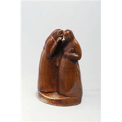 REINHOLD HANKE, Höhr - Hans Wewerka - Figur Schwätzende Weiber, - Keramik. Heller Scherben mit...