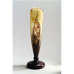 CHARLES SCHNEIDER, Epinay-sur-Seine - Vase, - farbloses Glas mit gelben und orangefarbenen Pulv...