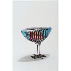 VETRERIA VISTOSI, Murano - Alessandro Pianon - Vogel Pulcino, - farbloses, blau getöntes Glas,...