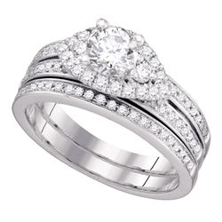 1 CTW Diamond Bridal Wedding Engagement Ring 14KT White Gold - REF-240W2K