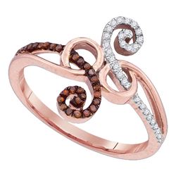 0.20 CTW Red Color Diamond Ring 10KT Rose Gold - REF-22M4H