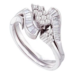 0.49 CTW Diamond Bridal Wedding Engagement Ring 14KT White Gold - REF-67W4K
