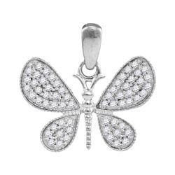 0.33 CTW Diamond Butterfly Bug Wings Pendant 10KT White Gold - REF-20X9Y