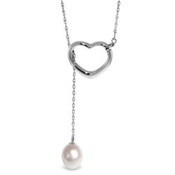 Genuine 4 ctw Pearl Necklace Jewelry 14KT White Gold - REF-31A4K