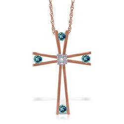 Genuine 0.43 ctw Blue Topaz & Diamond Necklace Jewelry 14KT Rose Gold - REF-76K7V