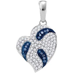 0.25 CTW Blue Color Diamond Heart Pendant 10KT White Gold - REF-25W4K