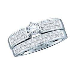 1 CTW Diamond Bridal Wedding Engagement Ring 14KT White Gold - REF-89W9K