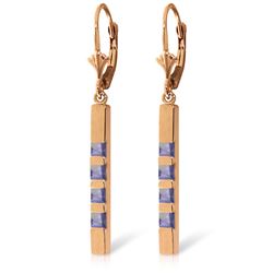 Genuine 0.70 ctw Tanzanite Earrings Jewelry 14KT Rose Gold - REF-59K5V