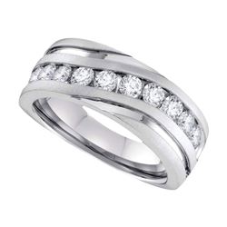 0.25 CTW Mens Diamond Channel-set Anniversary Ring 10KT White Gold - REF-41H2M